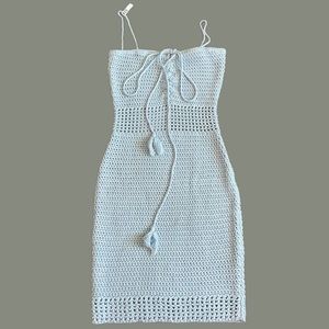 Light Blue Crochet Mini Dress